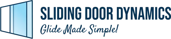 Logo of Sliding Door Dynamics. A stylized blue sliding door graphic is on the left, followed by the text SLIDING DOOR DYNAMICS in bold, blue letters. Below it reads Glide Made Simple! in a cursive font. The background is white.