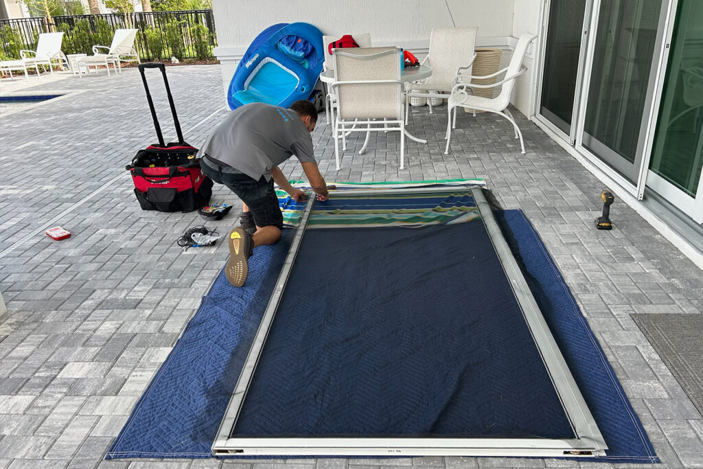 how to repair a broken screen on a patio door